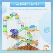 PawHut 18 5-Tier Hamster Cage with Wheel and Water Bottle, Orange