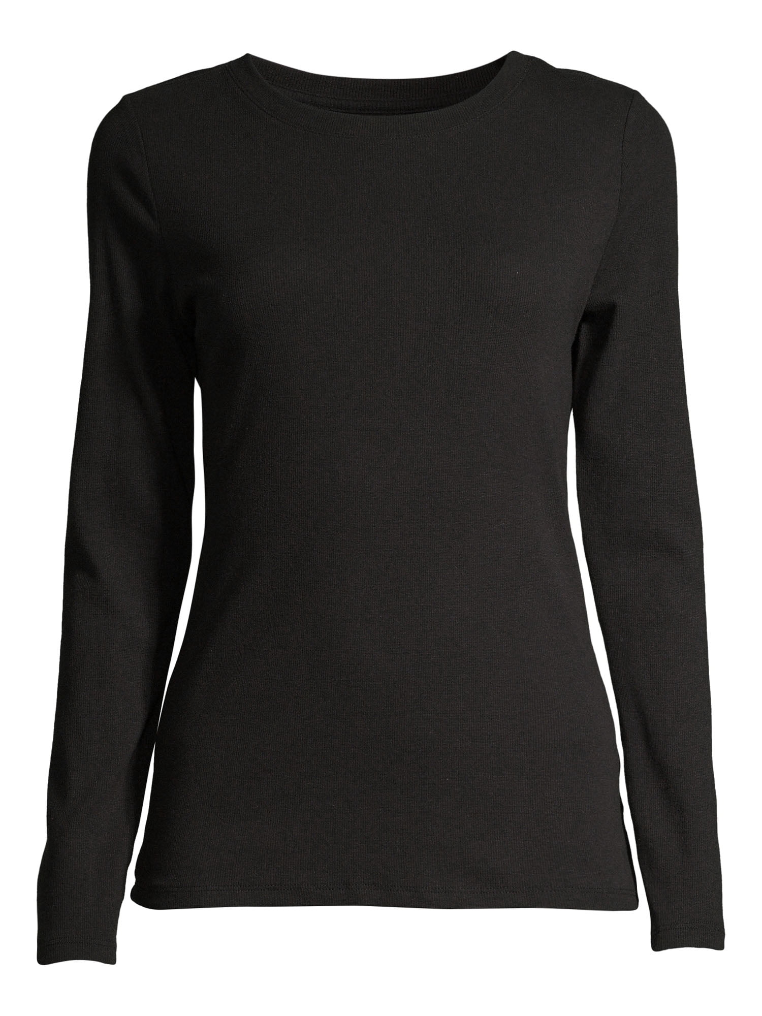 Time and Tru Women's Long Sleeve Ribbed T-Shirt, 2-Pack