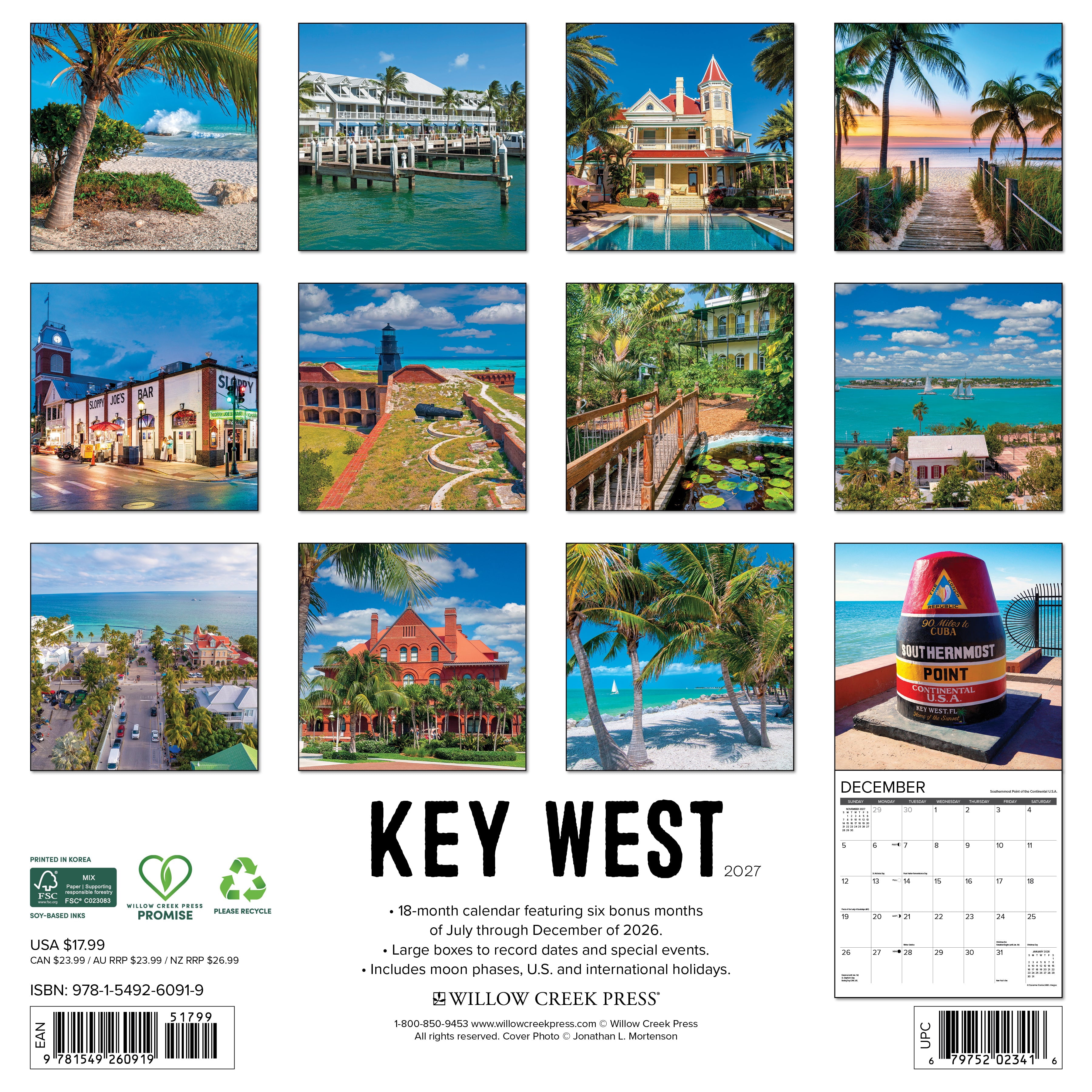 Willow Creek Press, Key West 2027 Wall Calendar