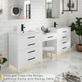 thumbnail image 2 of Eclife 84-Inch White Double Sink Bathroom Vanity with Makeup Countertop, 2 of 7