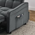 thumbnail image 5 of Multi-functional Sleeper Sofa Bed with USB and Type-C Charging, Classic Velvet Pull Out Couch with Side Storage Bag, Convertible Loveseat for Small Room, Dorms,Office, Grey, 5 of 7