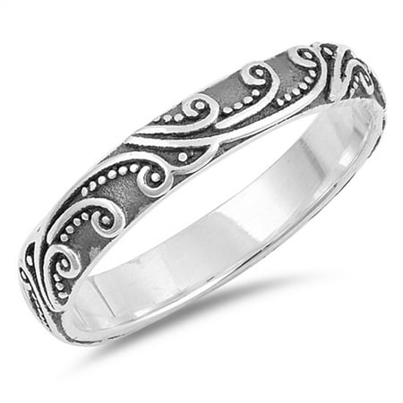 Silver Stackable Bling Ring - Swirl Bali Eternity Stackable Cute Ring ( Sizes 4 5 6 7 8 9 10 11 12 ) New .925 Sterling Silver Band Rings by Sac Silver (Size 10)