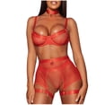 thumbnail image 1 of Conjunto de sujetador + liga + bragas de malla exquisita para mujer, ropa de dormir recortada para Babydoll Fridja nalpqowj44522, 1 of 8