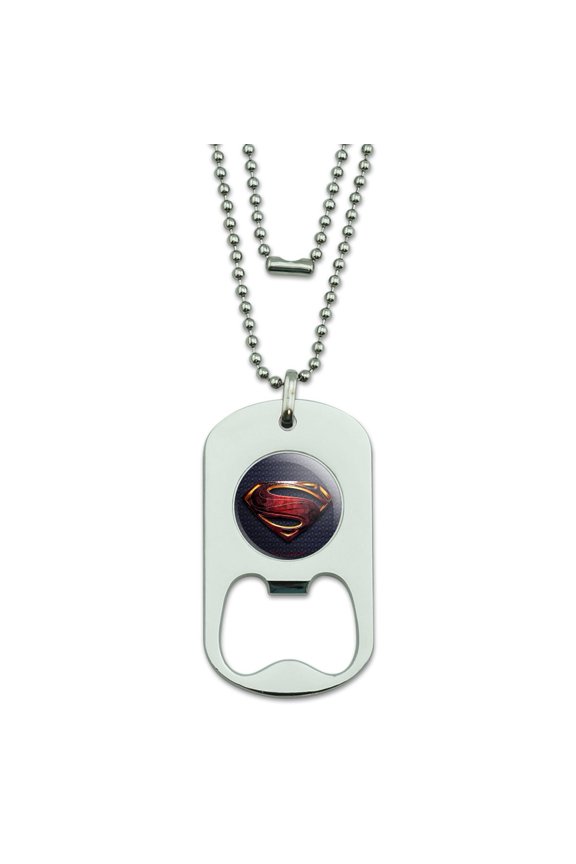 Justice League Movie Superman Logo Military Dog Tag Bottle Opener Pendant