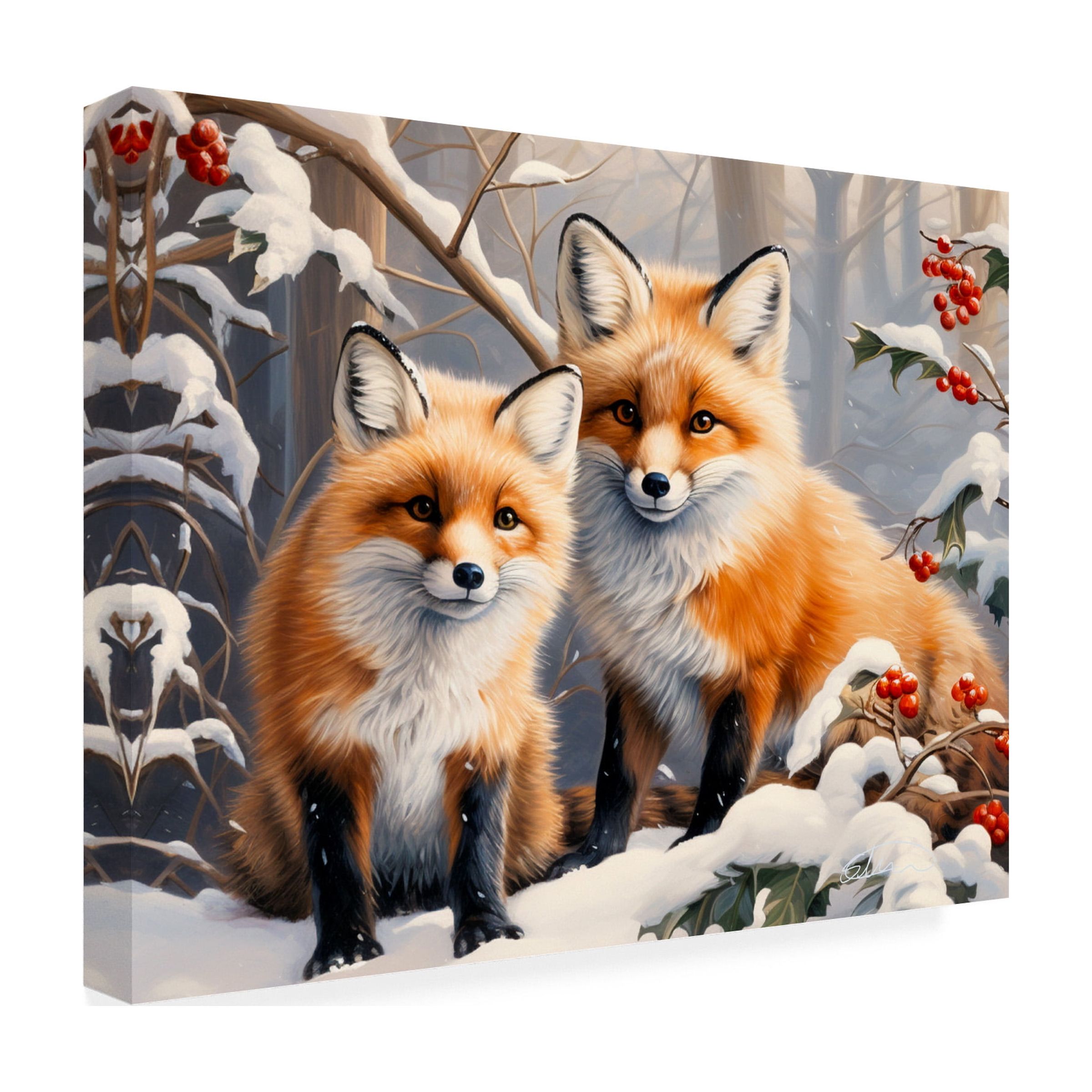 Canvas Wall Art - Stewart 'Best Friends First Winter' Wall Art for Living Room, Bedroom, or Office DÃ©cor by Trademark Fine Art - 19 x 14 Inches