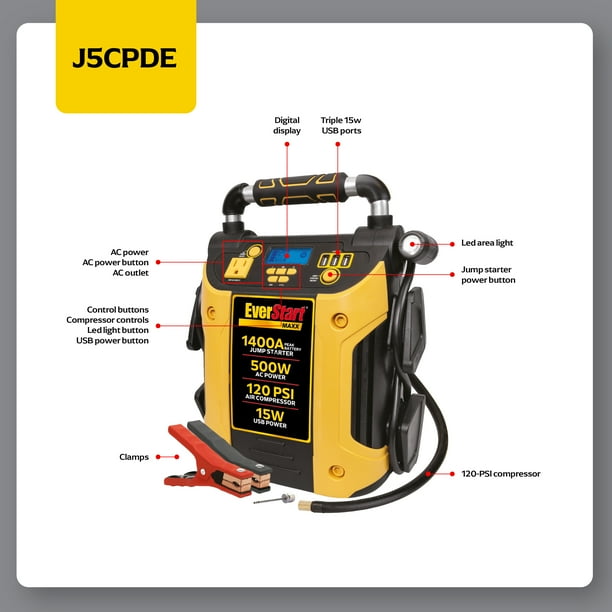 EverStart Maxx J5CPDE 1400 Peak Amps Jump Starter, Power Station