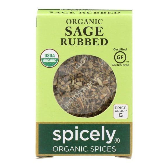 Spicely Organics - Organic Sage - Rubbed - Case of 6 - 0.1 oz.