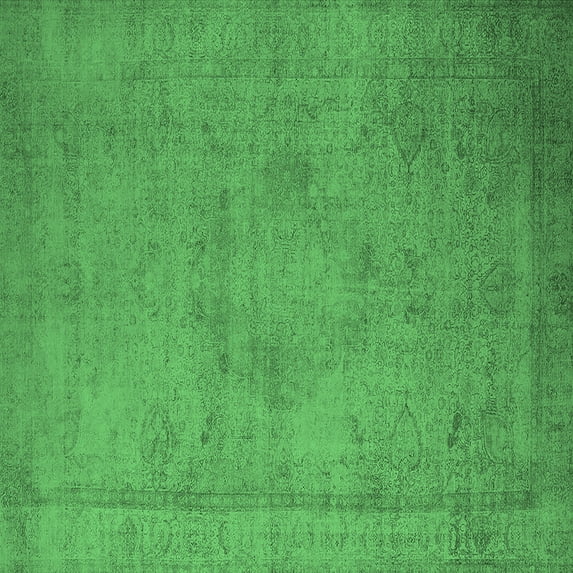 Ahgly Company Indoor Square Oriental Emerald Green Industrial Area Rugs, 3' Square