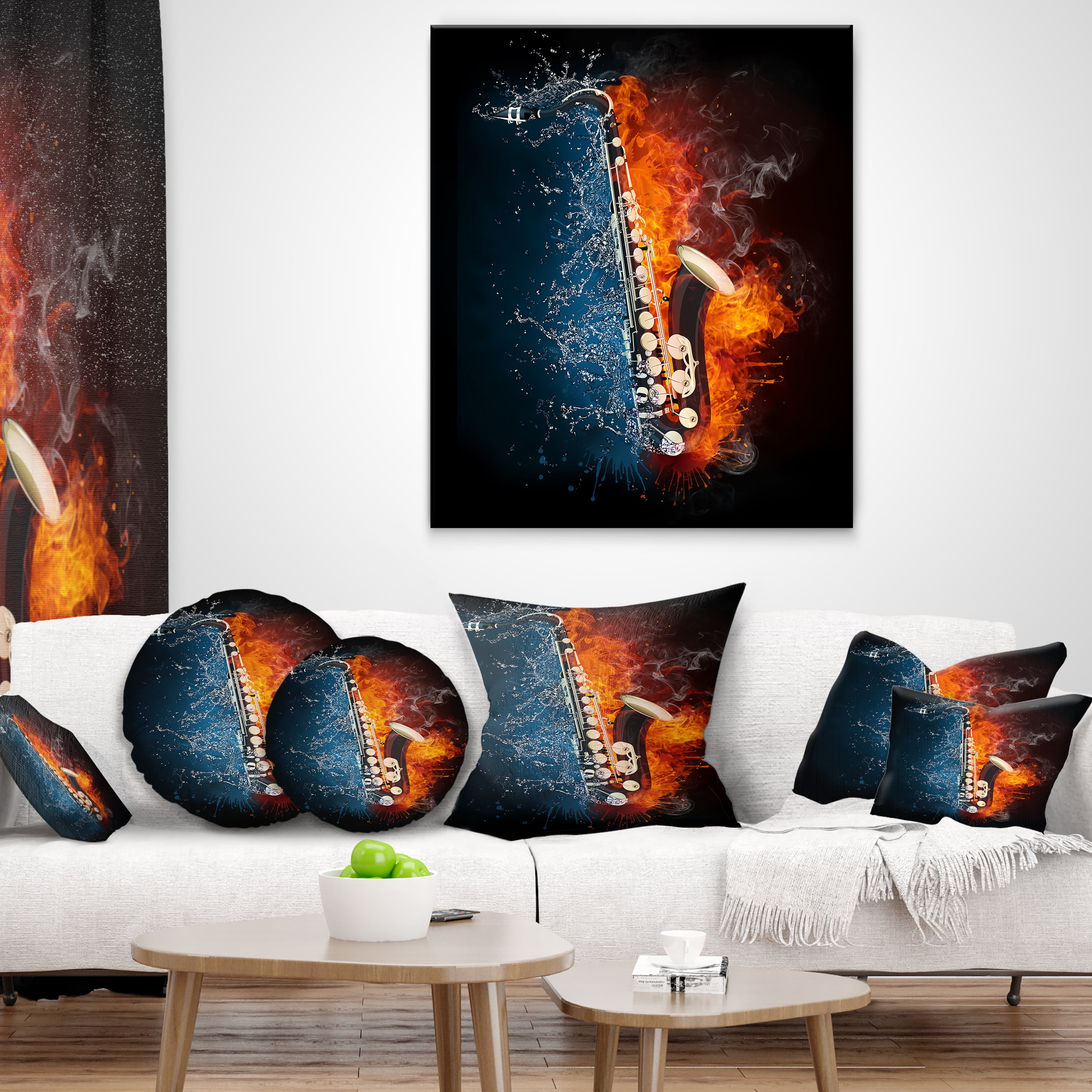Designart Saxophone - Music Throw Pillow - 18x18