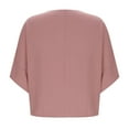 thumbnail image 4 of UAMVSH Flowy Tops for Womens Elegant Vacation Travel Dressy Blouses Loose Fit Crew Neck T-Shirts Cold Shoulder Solid Color 3/4 Sleeve Shirts(Large,Pink), 4 of 7