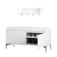 thumbnail image 2 of Noble House Wall-Mounted Entryway Shelf with Hooks and Storage Bench Set, Shoe Cabinet with Cushion, White, 2 of 11