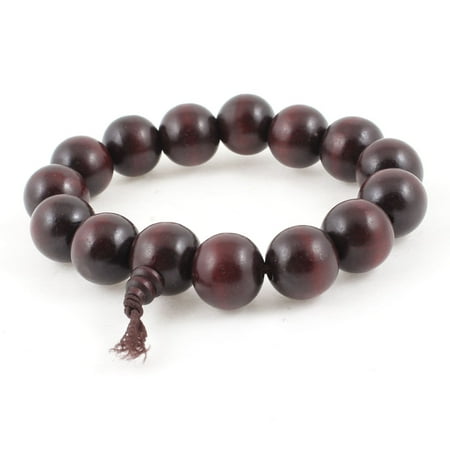 - Unique Bargains Ornament 13mm Diameter Brown Wood Beads Stretchy Bracelet