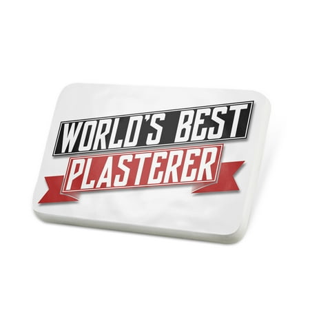 Porcelein Pin Worlds Best Plasterer Lapel Badge – (Best Nuts In The World)