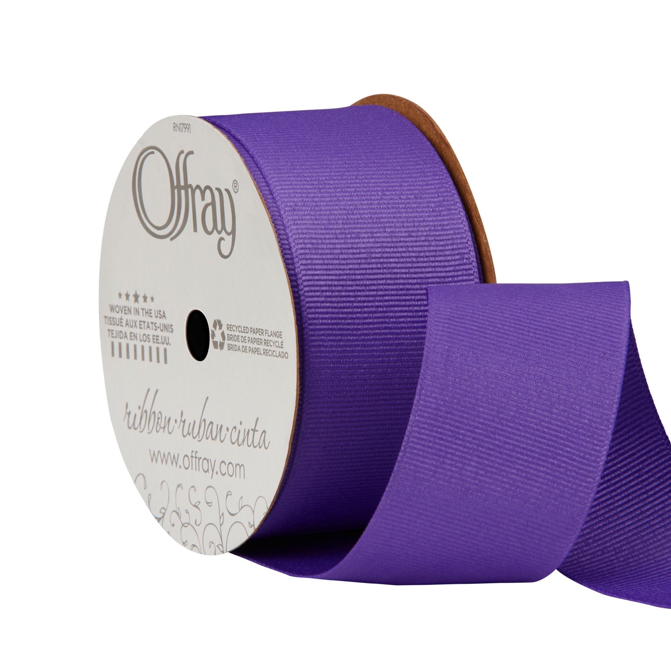 Offray Ribbon, Delphinium Purple 1 1/2 inch Grosgrain Polyester Ribbon, 12 feet