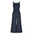thumbnail image 4 of ZHUGeLI Women's Sleeveless Loose Overalls Rompers Cotton Linen Wide Leg Jumpsuits Up to 50% off Clearance, 4 of 7