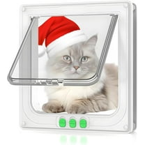 X-Large Cat Door( 11.02" x 9.8"), Exterior Door, 4 Way Locking Cat Flap for Interior Exterior ,Weatherproof Pet Door for Cats Doggies with Circumference < 29" (White)