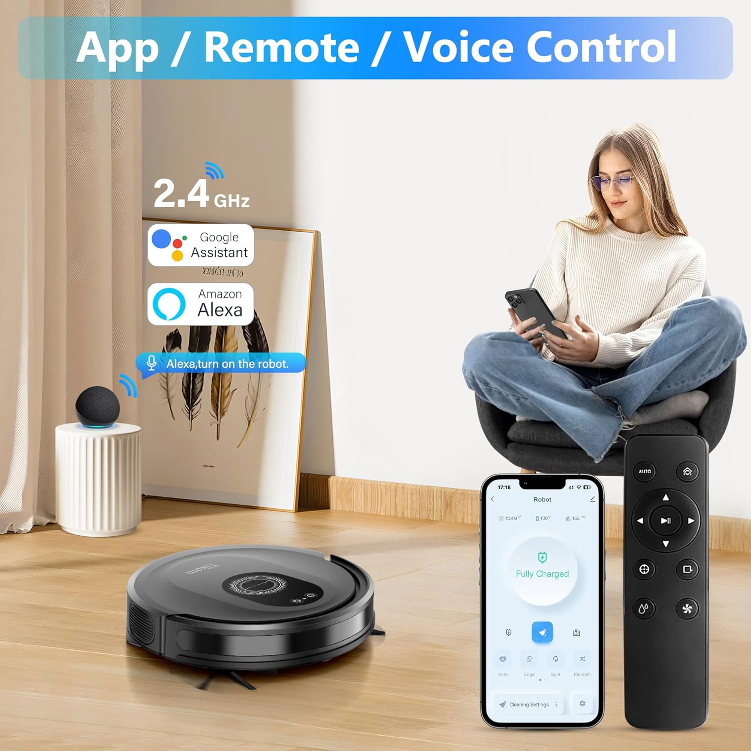 Robot vacuum and mopping set, 5000 pascal robot vacuum cleaner, maximum usage duration 150 minutes