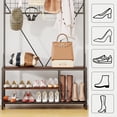 thumbnail image 4 of 5-in-1 Hall Tree Coat Rack with Bench - Entryway Organizer with Adjustable Shelf, Shoe Storage, Hanging Rod & 9 Hooks - Elegant Storage Stand, Ivory Whiteboard, 4 of 8