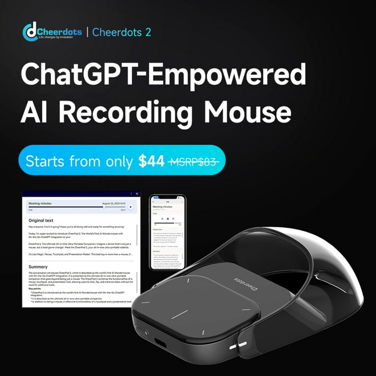 Cheerdots 2 Wireless Touchpad All-in-one Pocket AirMouse AI Recording Changpt Enabled Mouse Presenter Smart Phone Remote I4798152502 Cheerdots 2 Wireless Touchpad All-in-one Pocket AirMouse AI Recording Changpt Enabled Mouse Presenter Smart Phone Remote I4798152502