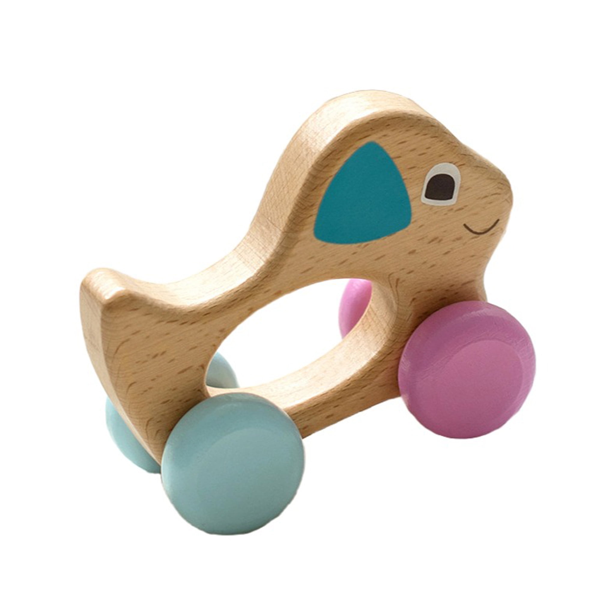 BEACENOV Montessori Wooden Rattle Toy Set for Infant Baby Boys Girls 0-6 Months,Montessori Baby Toys 6-12 Months,Toddler  Development Toys,Baby Sensory Toy,Set of 5,Baby Shower Gifts