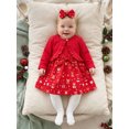 thumbnail image 4 of RUINIXCW Toddler Baby Girl Christmas Dress and Cardigan Set Xmas Outfit Infant Baby Girls Fall Winter Sleeveless Tank Dress Long Sleeve Cardigan Headband, 4 of 9