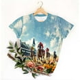 thumbnail image 4 of Youyipin Womens Tops New Short-Sleeved Round Neck Pullover Horse Casual Printed Top T-Shirt Summer Clothes Loose Fitting Tops Graphic Tees For Women, 4 of 4