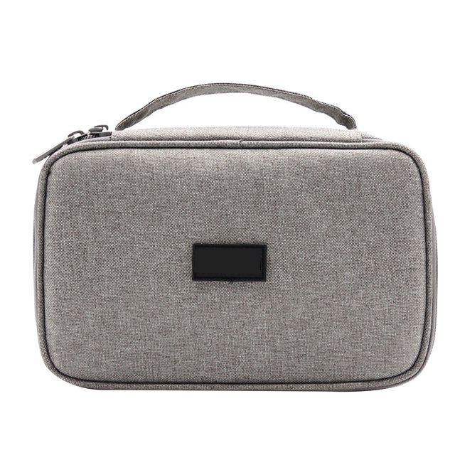 Estuche de viaje para guardar cables, multifuncional, impermeable, portátil, para dispositivos electrónicos, bolsa de viaje para cable de datos, auriculares, batería externa, color gris