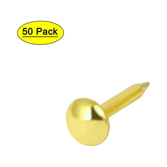 Home Furniture Upholstery Thumb Tack Nail Push Pin Gold Tone 5mm x 12mm 50pcs