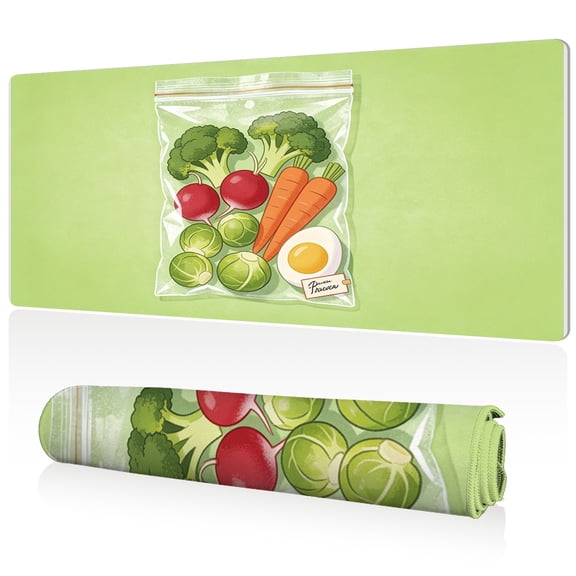 LIVEKEY XXL Mouse Pad Vegetable Pack 80x40cm Non Slip Durable Easy Clean Stitched Edges Full Desk Coverage for Gaming Office Use