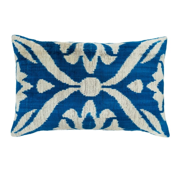 Isabella Silk Velvet Ikat Pillow, 16" X 24"