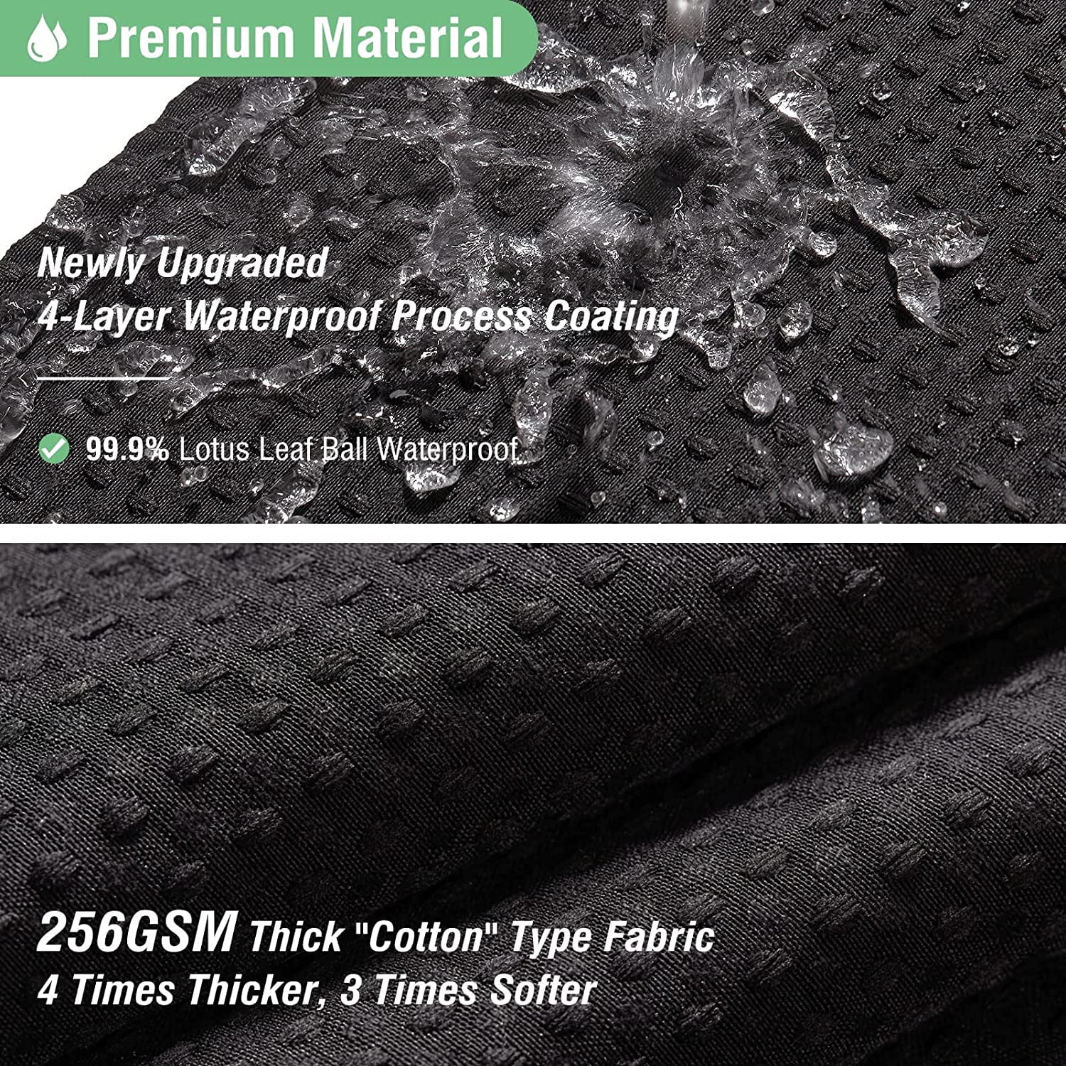Extra Wide Shower Curtain - 180 Inch Wide Waffle Weave Weighted Thick Cloth Bathroom Shower Curtain, Neutral Heavy Duty Hotel Bath Curtain Set with 32 Plastic Hooks,180x72, Black