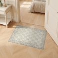 thumbnail image 2 of ODIKA 2'x3' Ultra-Soft Accent Mat, Neutral Vintage Lattice Distressed Trellis Motif Livingroom Playroom None Washable, Bare feet friendly, Easy Care Indoor rug for Bedside, Footrest, 2 of 7
