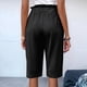 thumbnail image 5 of Pantalones Rectos de Pierna para Mujer, con Cintura Alta Elástica Fruncida, Pantalones Deportivos Casuales, Pantalones Cortos con Bolsillos, Negro XL, 5 of 7