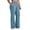 Blue, variant on Wide Leg Pants for Women Elastic High Waist Solid Color Side Split Casual Active Bottoms