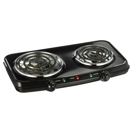 Mainstays Double Burner, 120V~ 1800W, Portable, Easy to Cook, Elegant Classic Design, 3.28 lbs