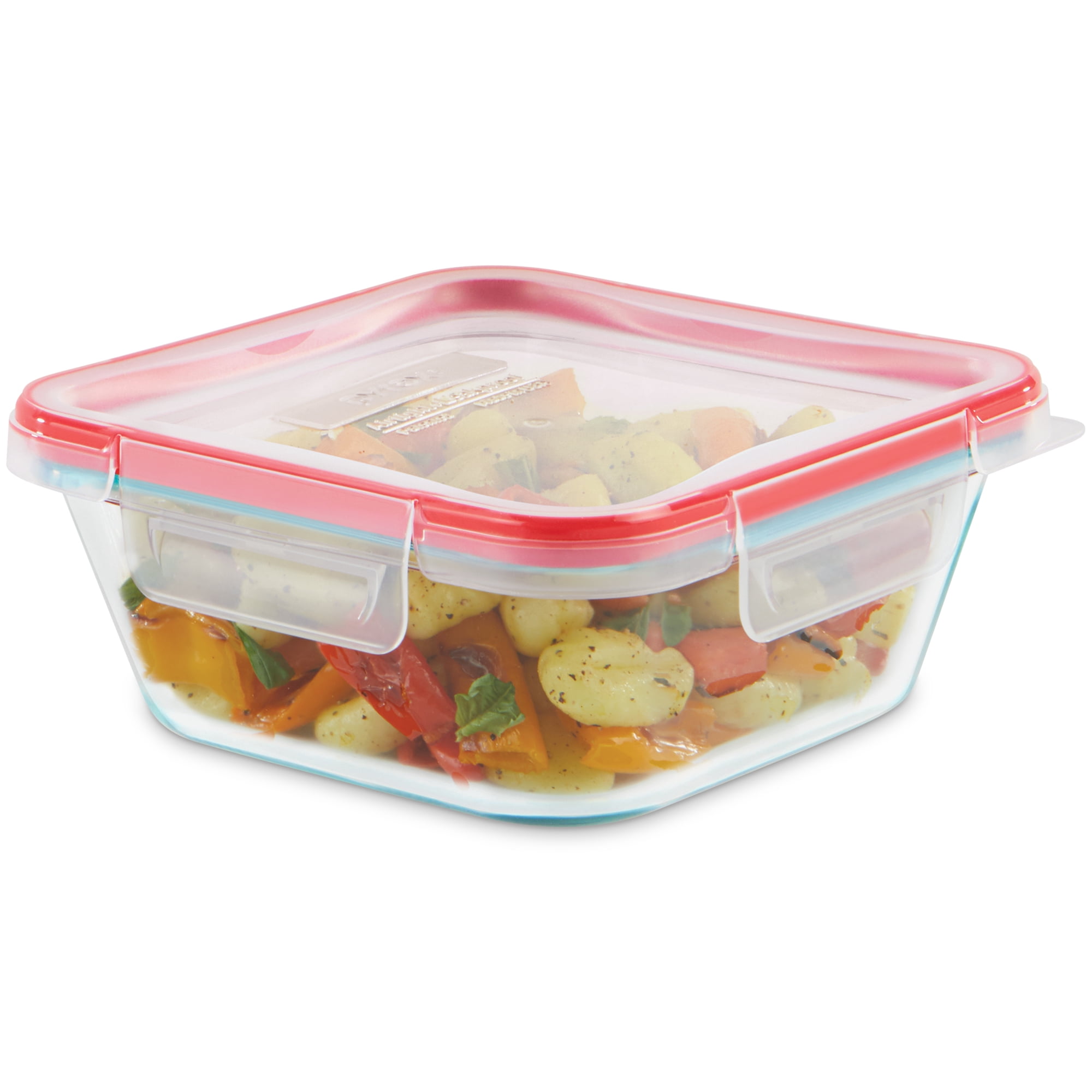 Pyrex Freshlock 4cup Square Glass Food Storage Container with Lid, Ideal Use for Meal Prep and Batch Cooking
