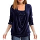 thumbnail image 3 of Blusa de lentejuelas para mujer de manga larga brillante túnica drapeada fluida fiesta jersey con cordón dobladillo con purpurina, 3 of 5