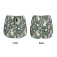 thumbnail image 6 of Uemuo Retro Bunny Floral Pattern Women's Athletic Shorts High Waisted Running Shorts with Liner Pockets Gym Elastic Workout Shorts-, 6 of 9
