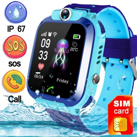 Children Smart Watch Fitness Tracker, Activity Tracker Watch with IP67 Waterproof LBS Location 1.44 Inch Bluetooth 4.0 Sports Pedometer for Kids Women Men Blue