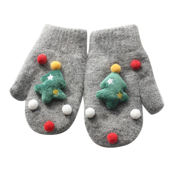 IMENGL Gloves for Women Soft Ladies' Thickened Warm Wool Autumn and Winter Cute Knitted Mitten Outdoor Use During ChristmasComfy Women's Work Gloves,Gray