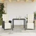thumbnail image 1 of vidaXL 3 Piece Garden Dining Set with Cushions Black Poly Rattan, 1 of 5