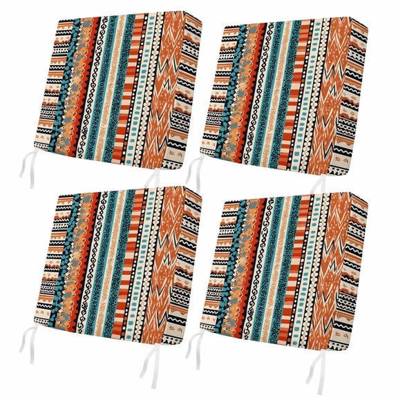 Outdoor Patio Cushion Covers 4 Pack Bohemian Patio Chair Cushion Covers with Ties and Zipper Ethnic Art Decor Waterproof Outdoor Seat Cushion Covers for Patio Furniture 24"x24"