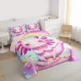 thumbnail image 3 of Feelyou Funny Pink Axolotl Bedding Comforter Set for Kids, Dreamy Stars Rainbow Galaxy Twin Comforter Sets, Cute Animal Reversible Bedding Set, Luxury Bedroom Decor, 2pcs, 3 of 8