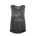 thumbnail image 1 of I Run On Coffee And Zulily Women's Sleeveless Muscle Tank Top Charcoal Medium, 1 of 4