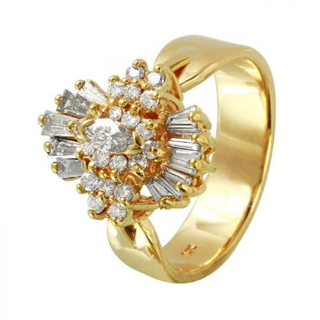 Ladies 1.05 Carat Diamond 14K Yellow Gold Ring