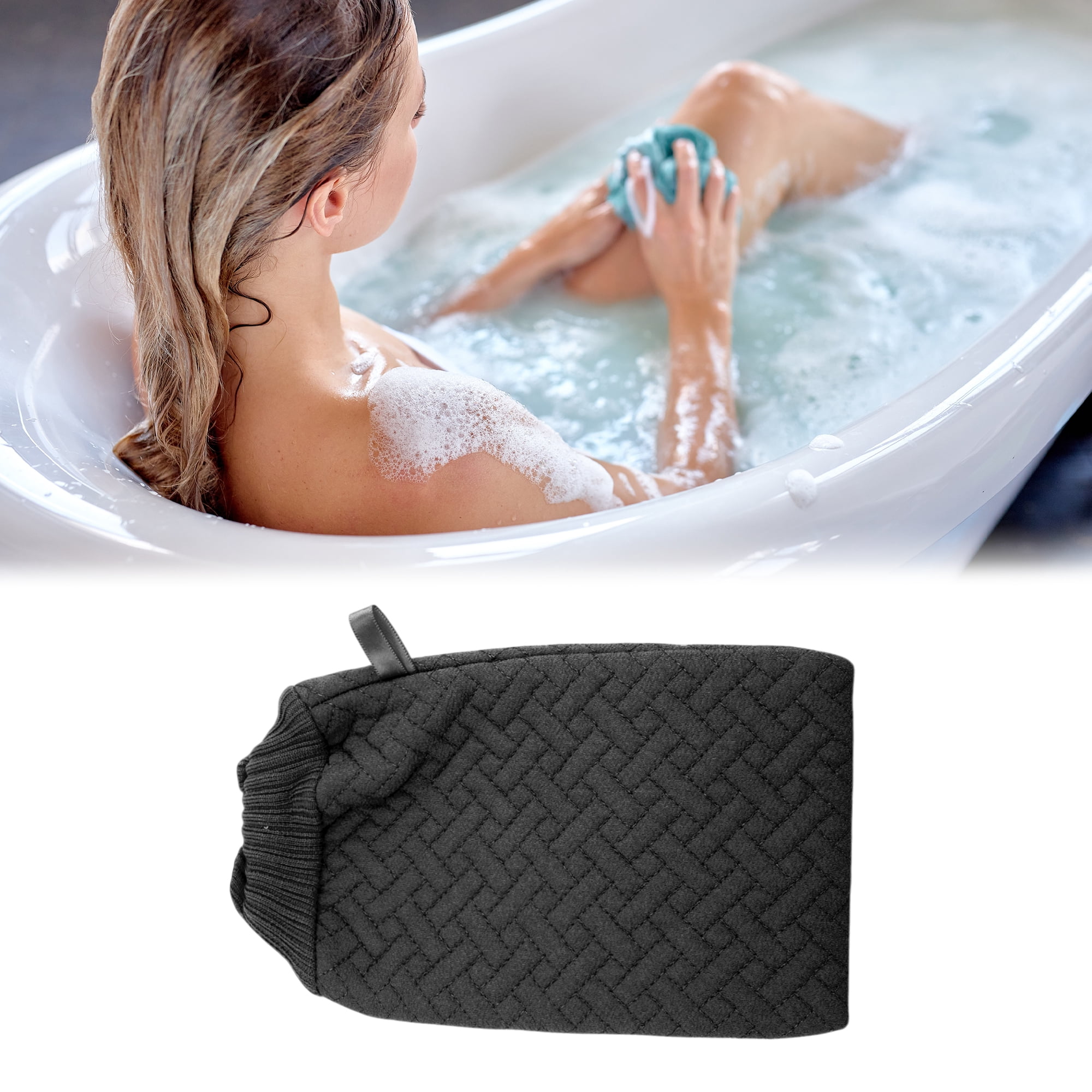 Unique Bargains Gloves Bath Towel for bathroom 14x24cm 1 Pc Black