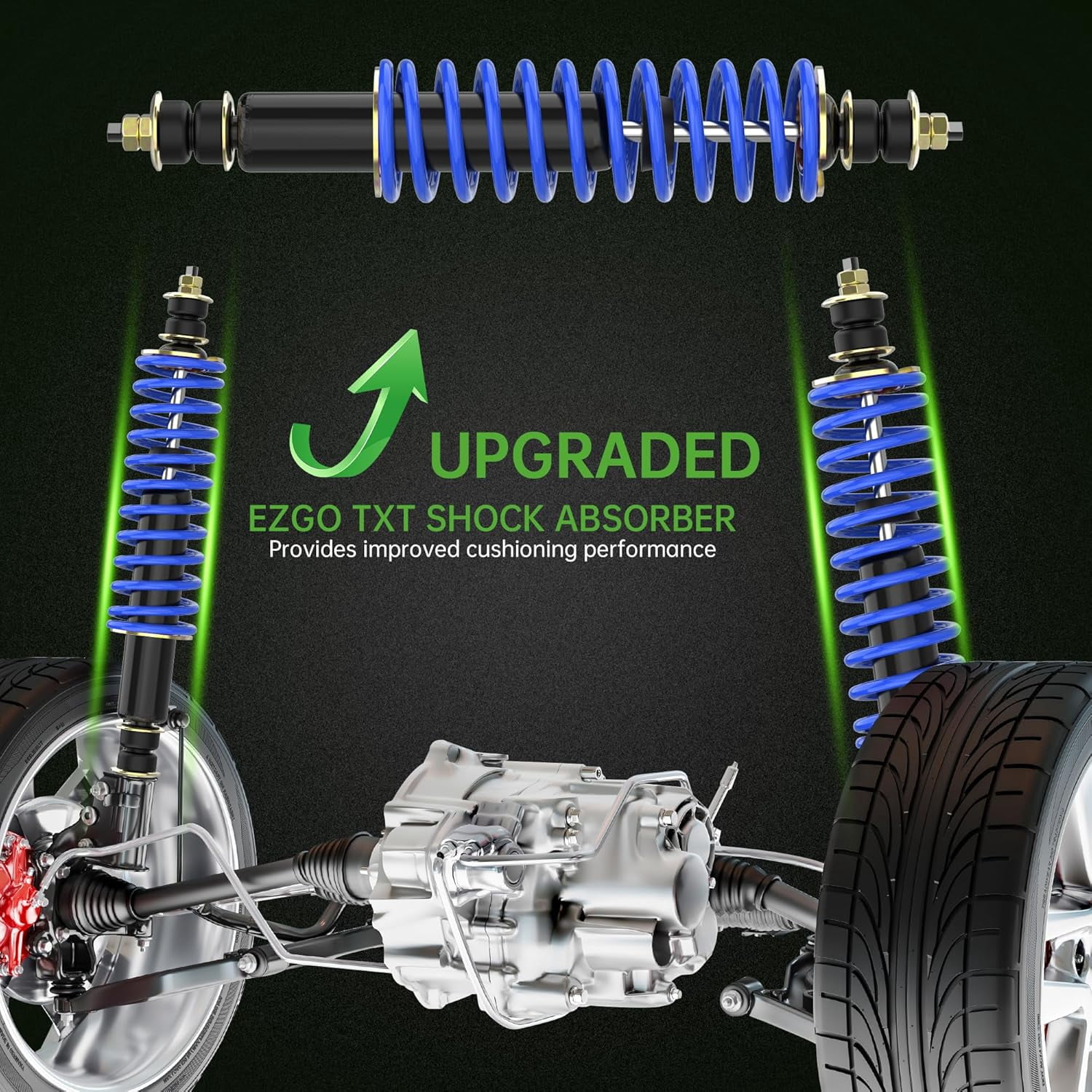 10L0L Golf Cart Front /Rear Shock Absorber Heavy Duty Coil Over Shocks for EZGO TXT Medalist 1994-up 76418-G01, 70928-G01
