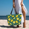 thumbnail image 2 of Beach Bag For Women, Darkgreen Lemon Leaves Beach Tote Bag Swim Pool Bag Large Tote With Pockets For Workout., 2 of 2