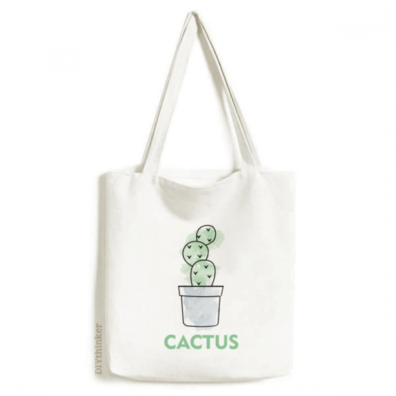 Cactus Succulents Potted Watercolor Tote Canvas Bag Shopping Satchel Casual Handbag