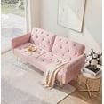 thumbnail image 4 of Leumius 70" Loveseat Sofa,Convertible Futon Sofa Bed Velvet Sleeper Sofa Bed with Throw Pillow & Gold Metal Legs,2-Seat Loveseat for Living Room,Bedroom,Office,Pink, 4 of 8